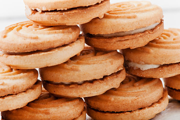 Cookies on the old wooden background, food.