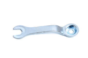 Steel wrench on isolated background