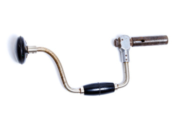 Hand drill for drilling on a white background