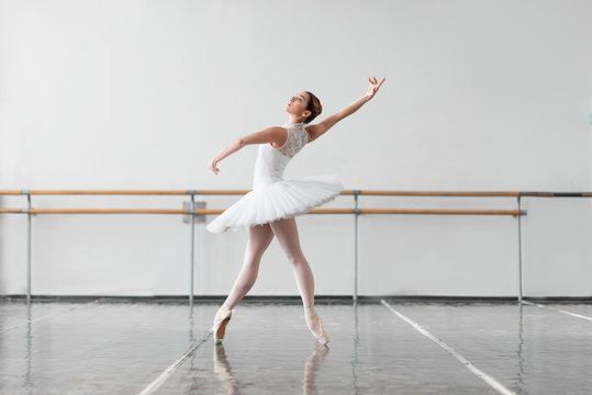 Beautiful Ballerina Rehearsal In Ballet Class