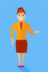 Stewardess figure illustration. Vector in flat style design
