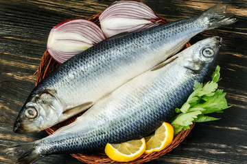 Salted herring with onion and celery