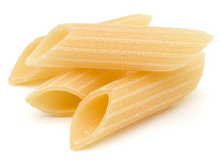 Italian pasta isolated on white background. Pennoni. Penne rigate.
