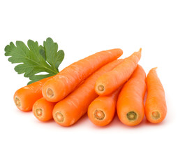 Sweet raw carrot tuber isolated on white background cutout