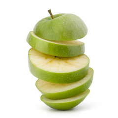 Fototapeta na wymiar Green sliced apple isolated on white background cutout