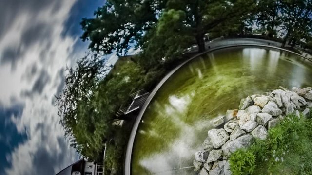 Little Tiny Planet 360 Degree Watery Surface Earth Surrounded With Bright Blue Sky in Sunny Warm Day Pearl of Universe Lake in Park Enjoying the Landscape
