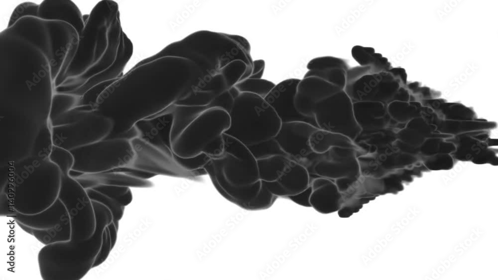Poster close-up black ink or smoke with alpha mask underwater move in slow motion. vfx cloud of ink for tra