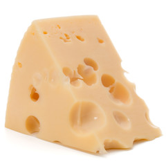 Cheese block isolated on white background cutout
