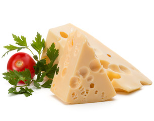 Cheese block isolated on white background cutout
