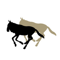 Fototapeta na wymiar wildebeests vector illustration style Flat