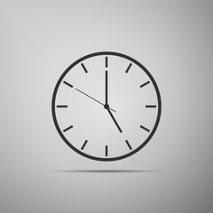 Clock flat icon on grey background. Vector Illustration