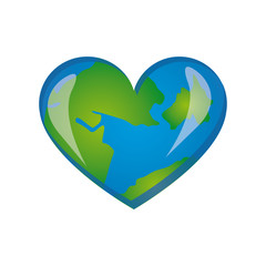 earth planet heart icon, vector illustraction design image