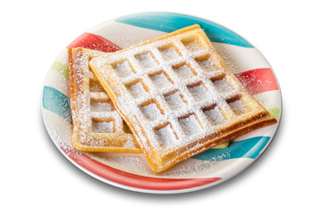 Belgian waffles with powdered sugar