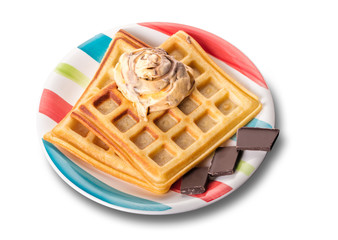 Belgian waffles with ice cream