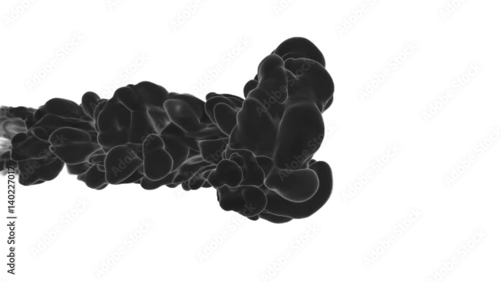 Poster close-up black ink or smoke with alpha mask underwater move in slow motion. vfx cloud of ink for tra