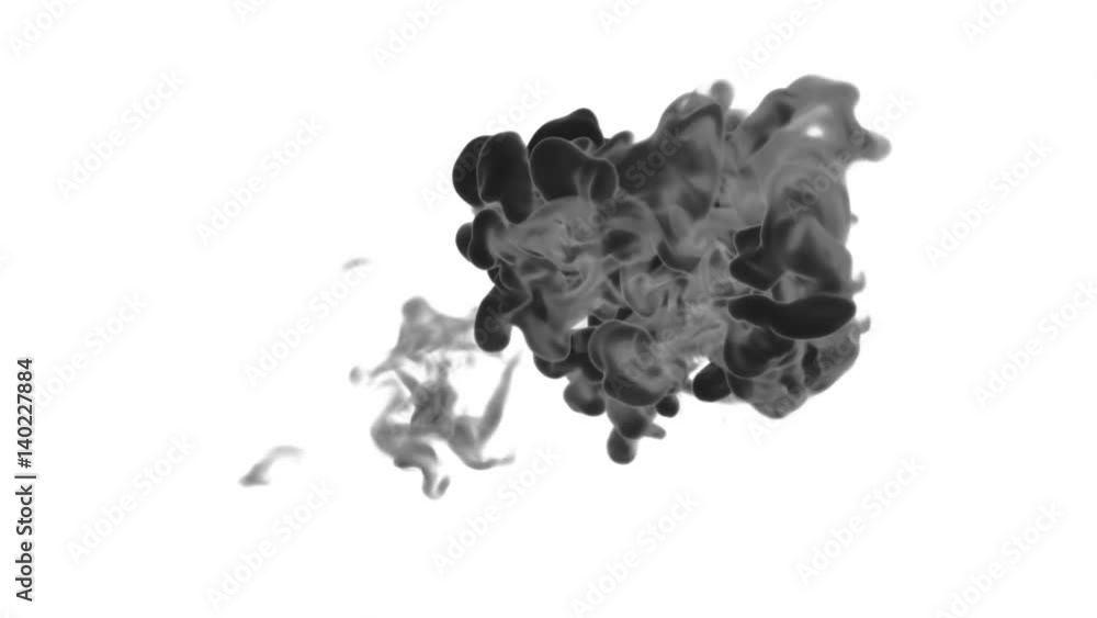 Poster close-up black ink or smoke with alpha mask underwater move in slow motion. vfx cloud of ink for tra