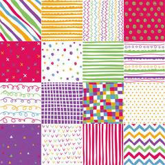 Colorful seamless patterns with fabric texture