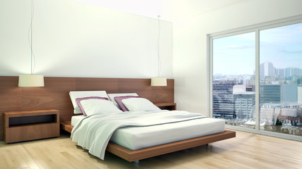 Bed room 3d rendering