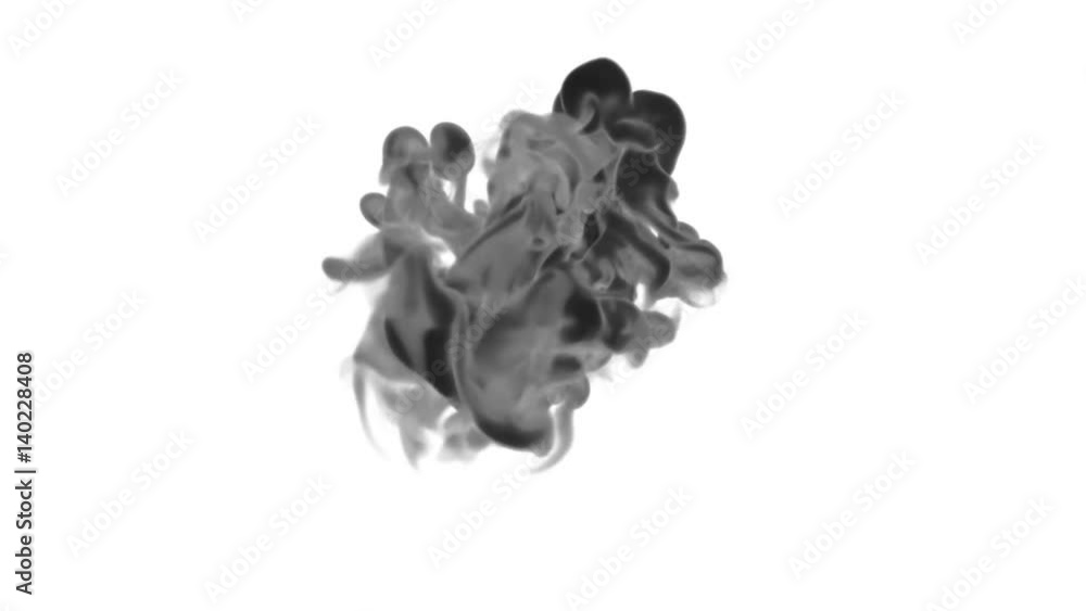 Poster close-up black ink or smoke with alpha mask underwater move in slow motion. vfx cloud of ink for tra