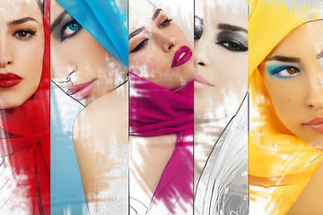 Fototapeta premium woman face, beauty collage