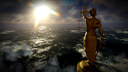 Themis in court 3d illustration