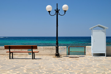 Wooden bench with a sea view