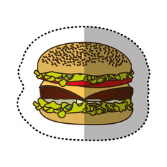 color hamburger fast food icon, vector illustraction image
