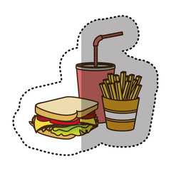 color sandwich, soda and fries french icon, vector illustraction design