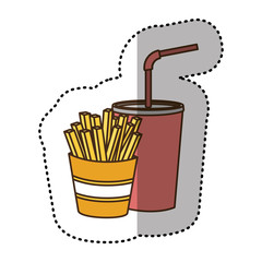 color fries french and soda icon, vector illustraction design