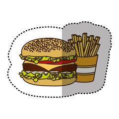 color hamburger and fries french icon, vector illustraction design