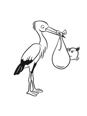 Obraz premium Stork baby birth