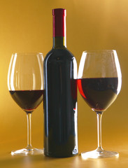bottle of wine and glass on the table