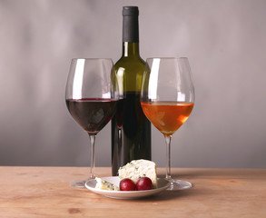 bottle of wine and glass on the table