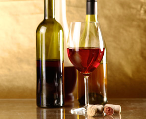 bottle of wine and glass on the table