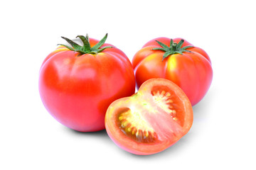 Fresh red tomato isolated on white background
