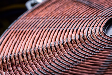 Induction heater copper coil closeup