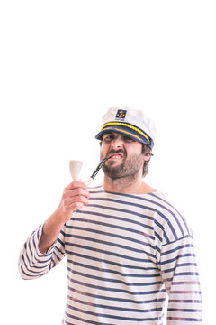 Young sailor with smoking pipe