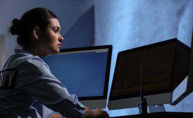 Female security guard on workplace