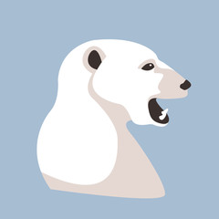 Polar Bear  head   vector illustration style flat