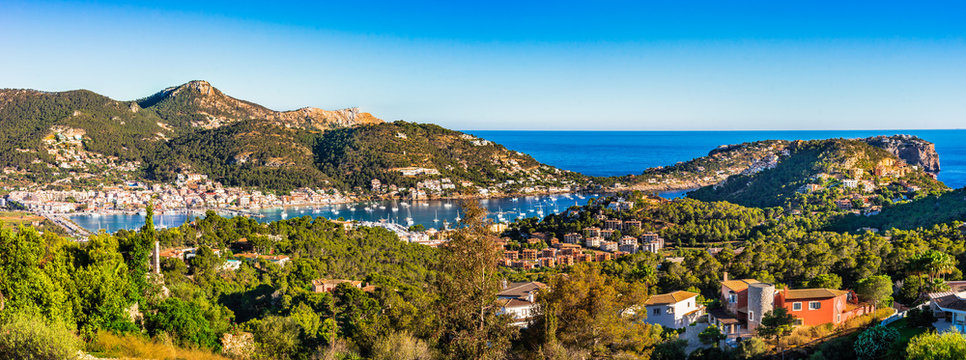 Mittelmeer K&uuml;ste Spanien Panorama Mallorca Hafen Bucht von Port de Andratx
