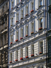 European style classic exterior facade architecture design in Prague, Czech Republic.