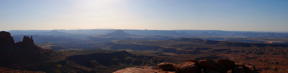 Fototapeta na wymiar Muley Point, Utah, San Juan River valley and Monument Valley in the distance