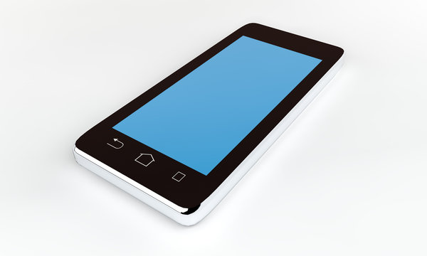 Smartphone with blue screen for mockup 3D rendering