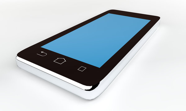 Smartphone with blue screen for mockup 3D rendering