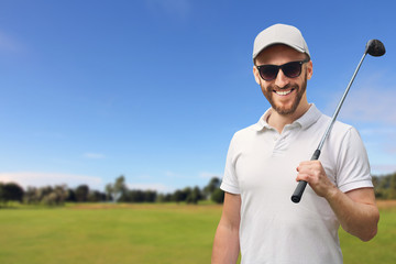 Golfer with golf club