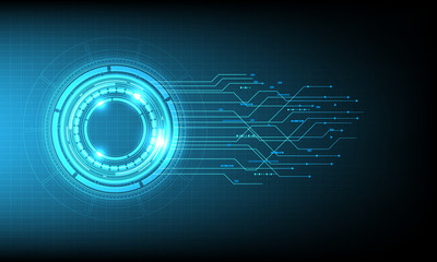 vector tech circle on blue background.