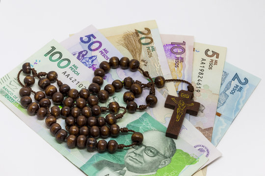 Conceptual image about money and religion