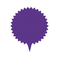 circular speech with sawtooth contour and tail with purple background with dots vector illustration