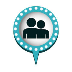 couple in circular speech with blue contour with dotted and tail vector illustration