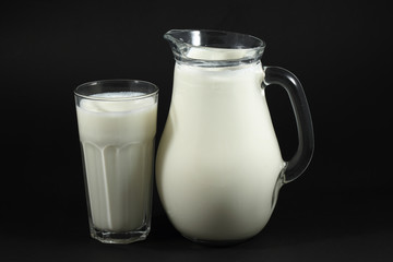 Bottle and glass of milk.